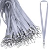 Glarks 50Pcs Lanyards Bulk Silver Grey Lanyard Flat Nylon Clip