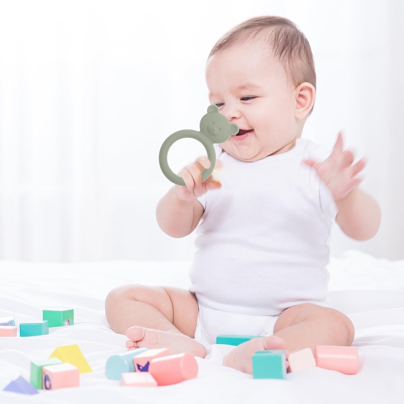 Dirbabi Silicone Baby Teether, Teething Toy Ring for Babies, Easy