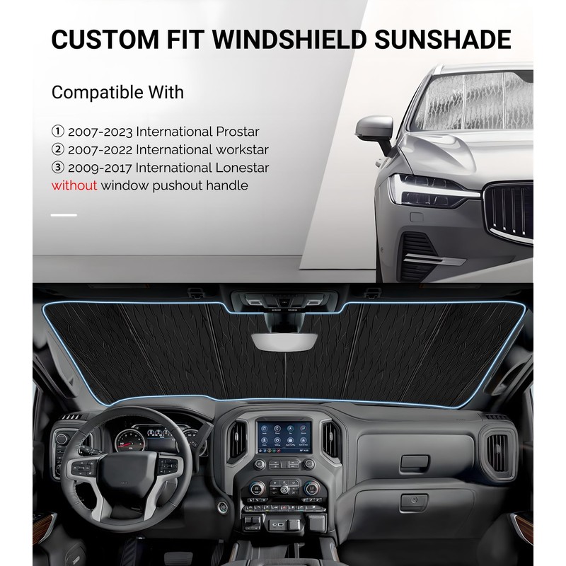 Pigenius Window Shades Kit for International Prostar(2007-2023),Workstar(2007-2022),Lonestar(2009-2017),w/o POH,Full Coverage for