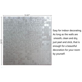 XUANINY Self-Adhesive Metal Backsplash, Peel and Stick Tile for Kitchen Brushed Aluminium Surface Backsplash (10 Silver Stripe)