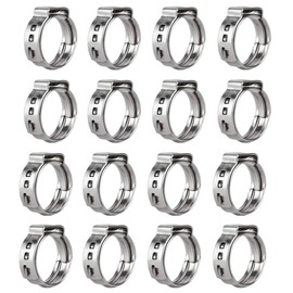 Qovydx 40Pcs 17.8mm-21mm Single Ear Hose Clamps 304 Stainless Steel PEX Cinch Clamps Stepless Cinch Crimp Rings Pinch Clamps for Pipe Fitting Connections