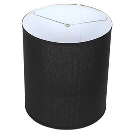 FenchelShades.com 16" Top Diameter x 16" Bottom Diameter 18" Height Cylinder Drum Lampshade USA Made (Designer Linen Black)