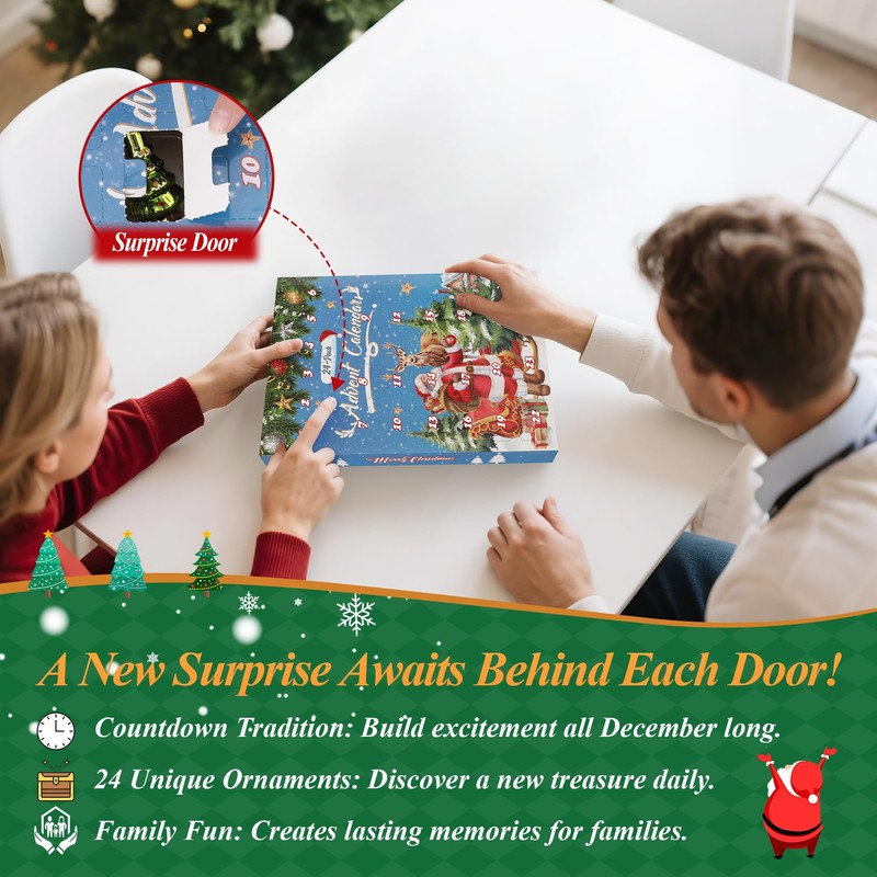 ElectricWise 24 Pcs Glass Christmas Ornaments & Advent Countdown Calendar