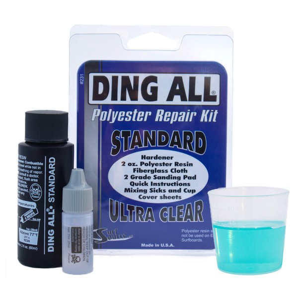 Ding All 2 Oz Polyester Repair Kit for Small to Medium Sized Polyester Surfboards Repairs