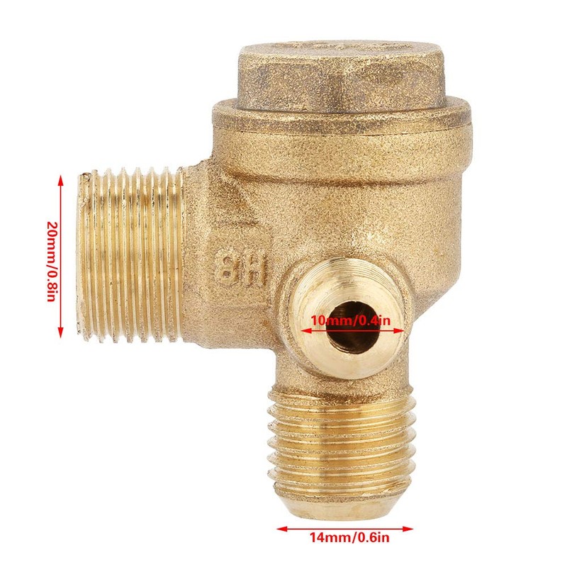 20x14x10mm Brass Air Compressor Check Valve Male Thread 90 Degree