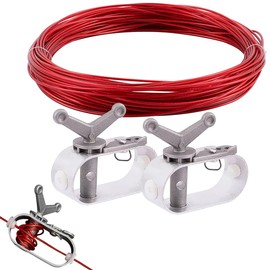 Bangbobi Tension Rope Set for Pool Covers, 30 m Wire Rope Tensioner with Turnbuckle and Pool Clips for Attaching Tarpaulins in Winter