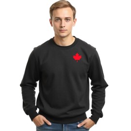 Mens Canada Shirt, Custom Handmade Canada Day Maple Leaf Shirt for Men L3 (Crewneck Fleece, Black, XL)