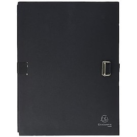 Exacompta - Ref 721E - Expanding Folder - 240 x 320mm in Size, Suitable for Storing A4 Documents, Expands Up To 13cm , Coloured Canvas with Matching Strap - Black