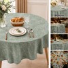 Sage Green Round Tablecloth, Abstract Floral Design, 70 in