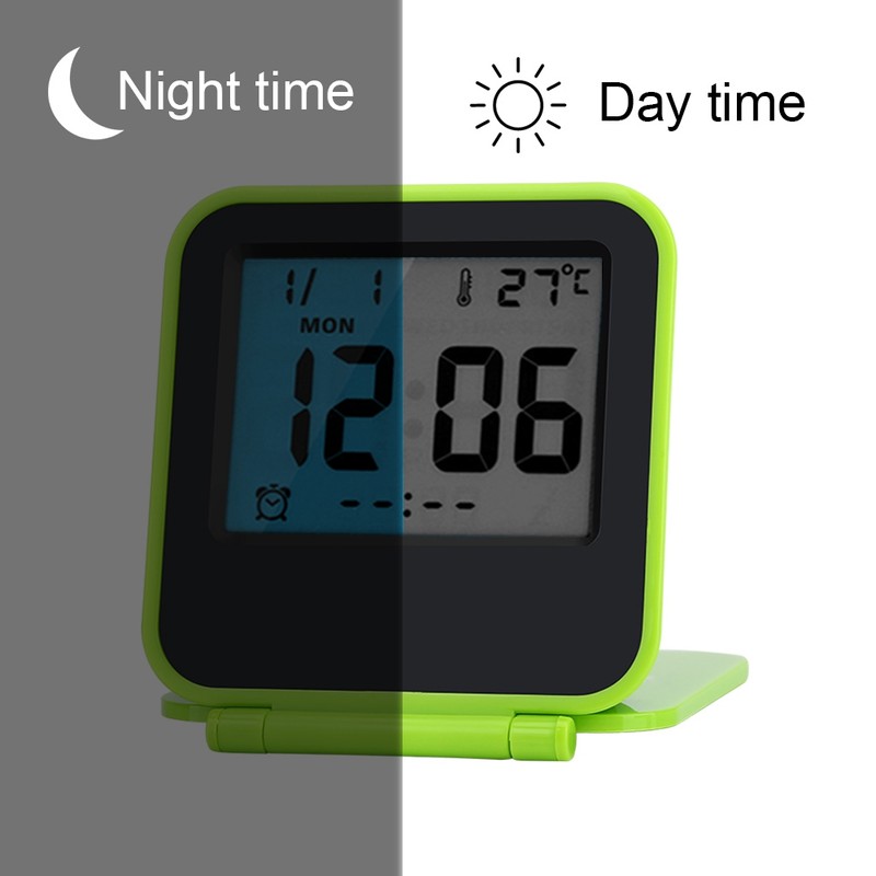 Portable Foldable Tabletop Travel Digital Alarm Clock with Temperature Calendar
