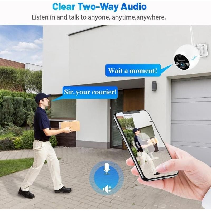 NoahTec Wireless Outdoor 2K Security Camera Kit, IP67 Waterproof, 64GB
