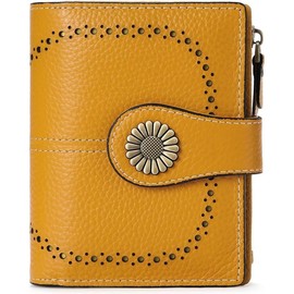 Small Womens Wallet Leather Bifold Card Holder RFID Blocking with Zipper Coin Pocket - Color: 10-Yellow
