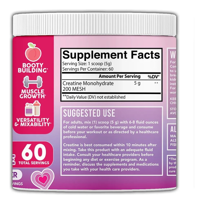 Better Booty Creatina Monohidratada Para Mujer 300g 60 Serv