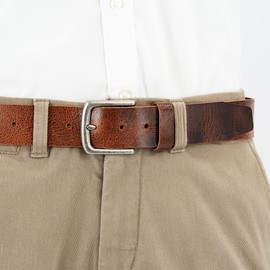 LINDENMANN Men's Buffalo Leather Belt 40 mm Cognac, dark brown