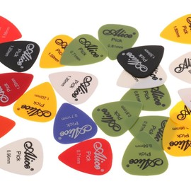 Yammy Plastic Bass Guitar Picks, 24 Picks, Picks, Assorted Thicknesses, Colorful, Storage Box Included