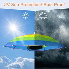 Guyuyii 4 Pieces Adjustable Rainbow Umbrell Hat - Sun and Rain Protection Umbrella Hats for Adults and Kids - Hands-Free for Outdoor Adventures, Festivals, and Family Fun
