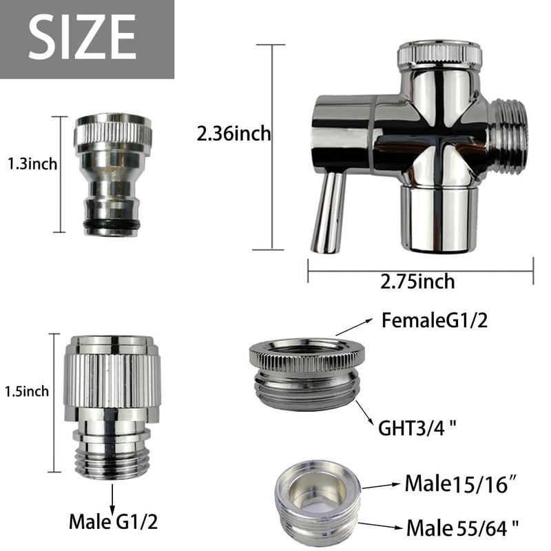Brass Faucet Diverter Valve with Quick Connection, Adapter From Sink
