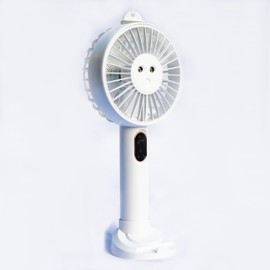SPRAY FAN Portable Handheld Fan with Mist Spray, 3 Speeds, 25ml Tank, USB Rechargeable (White), Small