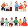 14 Pcs Wooden Dollhouse People Family Set with Movable Limbs,