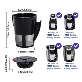 Premium Reusable Coffee Filter Replacement 119367 for All K-Cup Brew Sizes (4oz. to 12oz), Compatible for Keurig K-Cup My 2.0 Model (2 Pack)
