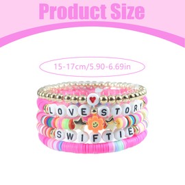 LQIOACU Pearl Bracelet Women's Crystal Bead Bracelet Healing Crystal Bracelets for Women Elasticity Personality Colourful Letter Bracelet Boho Style Jewellery Gifts for Women and Girls, multicoloured