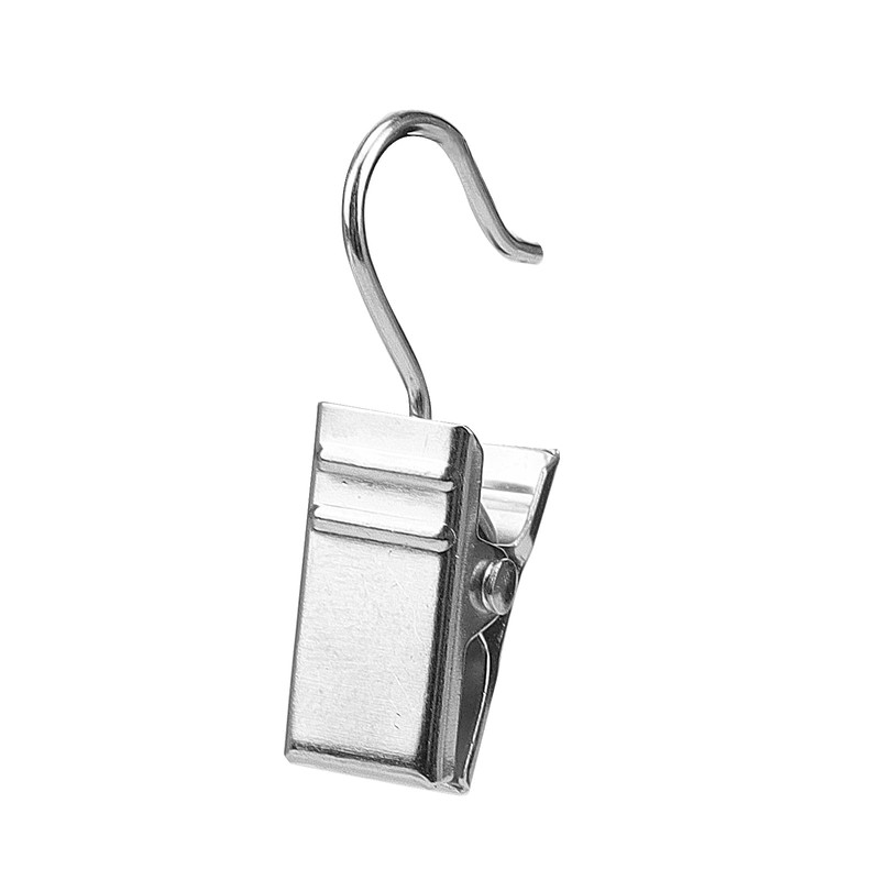JOIKIT 100 PCS Curtain Clips with Hook, Silver Metal Curtain