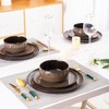 LeRATIO Ceramic Dinnerware Set of 4, Poreclain Plates, Bowls, Handmade