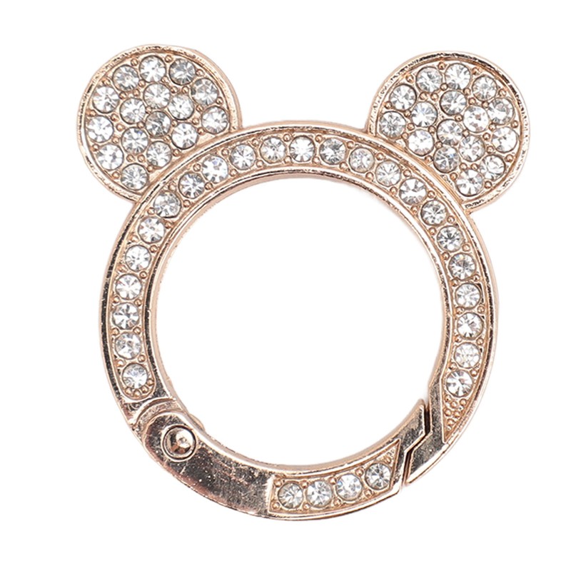 10pcs Rhinestone Spring O Rings Cute Bear Head Zinc Alloy