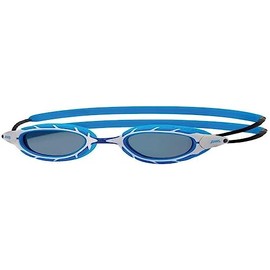 Zoggs Predator Goggles, UV Protection Swim Goggles, Quick Adjust Swim Goggle Straps, Fog Free Adult Swim Goggle Lenses, Goggle, Ultra Fit, Blue/White/Tint Smoke - Smaller Fit