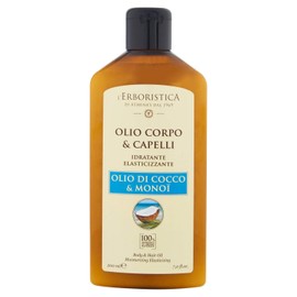 L'ERBORISTICA DI ATHENA'S DAL 1969 - Coconut and Monoi Oil for Body and Hair, Moisturising for the Skin Based on Natural Products with Coconut Scent, Dermatological Oil - 200 ml
