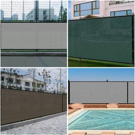 SunnyRoyal - Parabrisas de protección de privacidad gris de 4 x 12 pies, tela resistente con ojales de latón para valla al aire última intervensión, patio, terraza, piscina