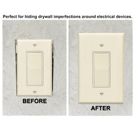 OVERSIZED 1 Gang Rocker - Decora Metal Switch Plate - Ivory Wall Plate for Decora Style Light Switches, GFCI, Electrical Plug Outlets, Stamped Steel Painted Beige, Made in USA, UL Listed, 5.5 x 3.5