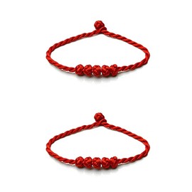 FengShuiGe Chinese Feng Shui Lucky Rope Strap Lucky red Rope Beads Hand-Woven Pieces, Packing 2PCS, Red