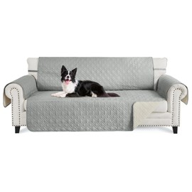 RBSC Home 46 Inch Couch Cover Grey Waterproof Loveseat Slipcovers for Leather Sofas Protector from Dogs