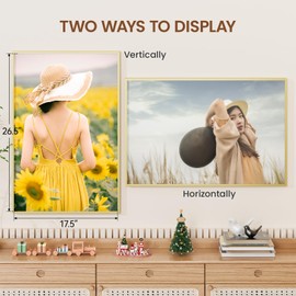 Heimlove 18x27 Aluminum Picture Frame, Metal Picture Frame Wall Mounting Horizontally or Vertically, Photo frame with Tempered Glass - Poster Frame Simple and Elegant Decor for Wall - 1 Pack - Gold
