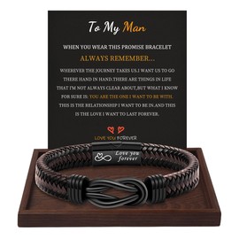 Gifts for Him Leather Bracelet for Men Infinity Knot Bracelets Love You Forever Engraved Birthday Gifts for Men Anniversary Retirement Christmas Jewelry for Husband Boyfriend
