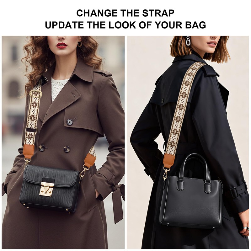 Wide Purse Strap Women Adjustable Replacement Bag Straps Embroidery Guitar