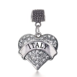 Inspired Silver - Italy - Silver Memory Charm for Women - Pave Heart Charm Jewelry Gift with Cubic Zirconia - Women's Charm for Bracelets