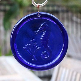 Mission Glass Works 4-Inch Tiny Seahorse Suncatcher in Cobalt Blue from Our Beach Collection - A Stunning Window Ornament and Gift from Pressed from Carved Steel Dies Made in The USA