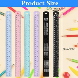 5 reglas de 30 cm de aluminio y metal, 30 cm, juego de regla de acero de colores, herramienta de medición de precisión, regla para ingeniería, enseñanza, oficina, escuela