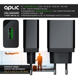 CSL USB Charger with Quick Charge Black