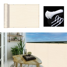 GardenLux 3'x10'Balcony Privacy Screen Cover Fence Cover UV Protection Weatherproof Windscreen Heavy Duty for Patio, Backyard,Beige