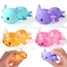 4pcs Axolotl Toy Stress Balls, Axolotl Squishy Toy Sugar Ball Axolotl Stress Ball Axolotl Squeeze Stress Toy Squishy Animal Toys for Adults Kids Soothing Gift