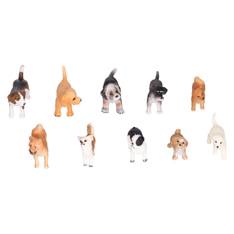 10PCS Mini Dog Figurines Toy Set Hand Painted Plastic Simulation