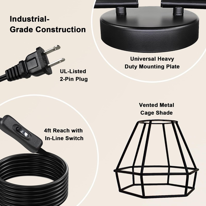HiBay Plug in Track Lighting, 6-Light Rotatable Ceiling Light Fixture