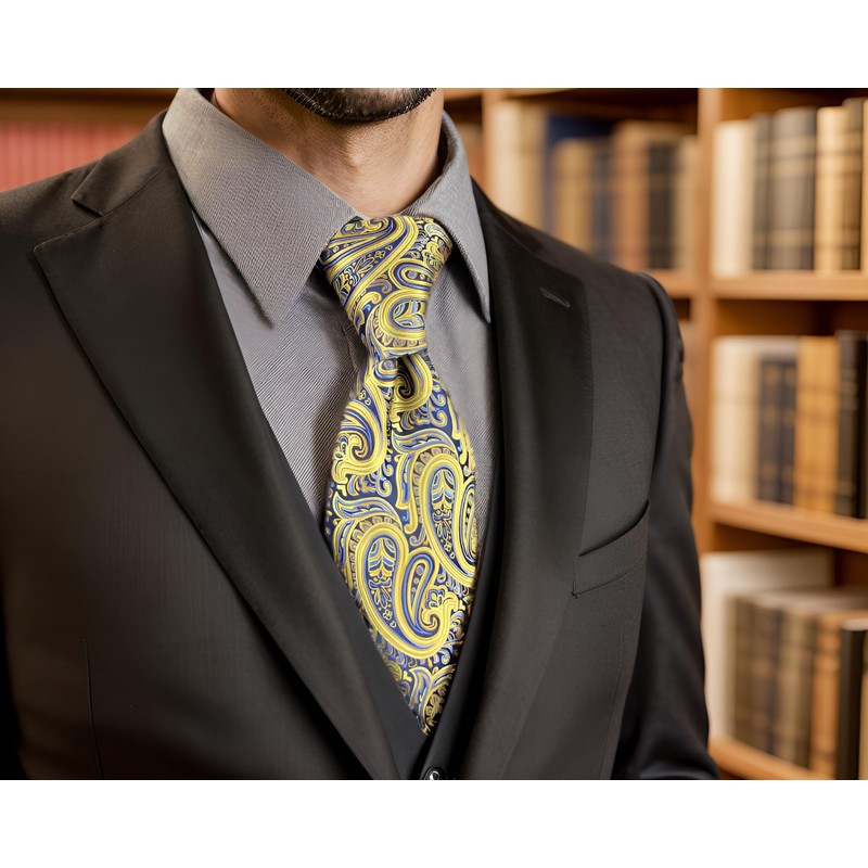 Shlax & Wing Fashion Classic Men's Extra Long Yellow Paisley