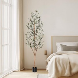 Whonline Artificial Olive Tree 6FT Tall, Faux Plant with Olive Branche and Fruit, Fake Potted Tree Perfect for Indoor Indoor Decor, Faux Olive Tree for Living Rooms, bedrooms, Reading Rooms
