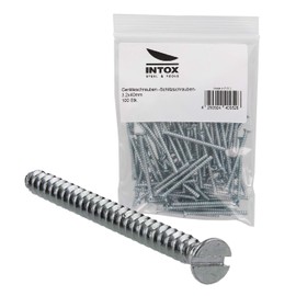 Intox Device Screws for Switch Boxes 3.2 x 40 mm in Bag Pack of 100 Slotted with Countersunk Head Galvanised
