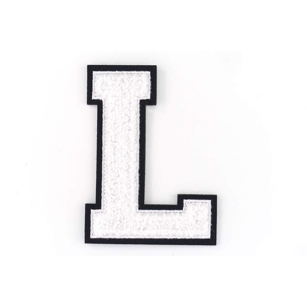 Terry towelling letter A-Z, white, black, 9.5 cm high, Varsity