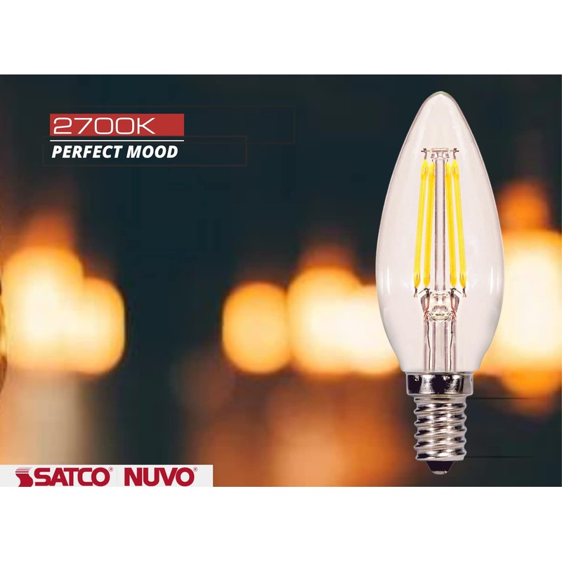 Satco S29877 Candelabra Bulb in Light Finish, Clear